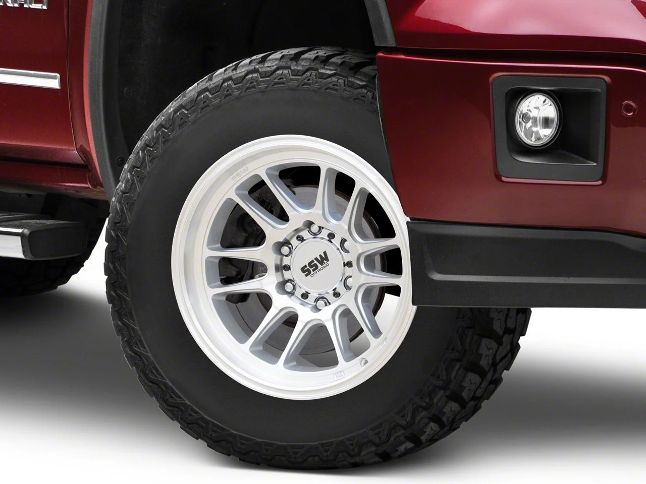 SSW Off-Road Wheels Raptor Machined Silver 6-Lug Wheel; 17x9; -12mm Offset (14-18 Sierra 1500)