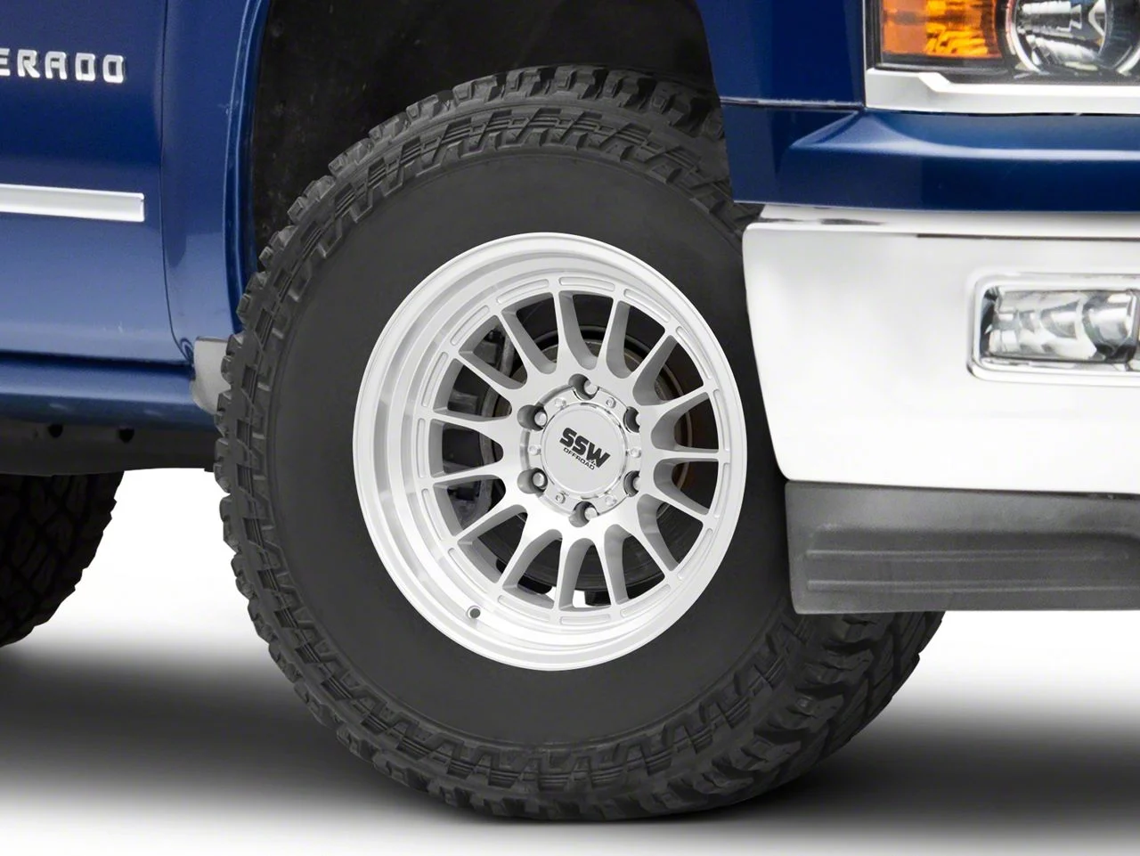 SSW Off-Road Wheels Dakar Machined Silver 6-Lug Wheel; 17x9; -25mm Offset (14-18 Silverado 1500)
