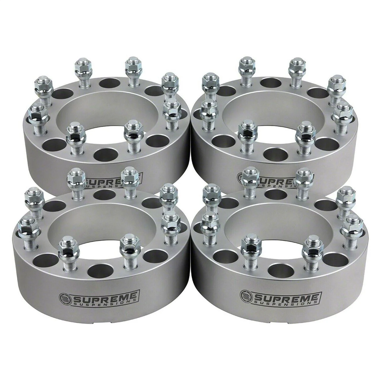 Supreme Suspensions 2-Inch Pro Billet Hub Centric Wheel Spacers; Silver; Set of Four (07-10 Sierra 2500 HD)