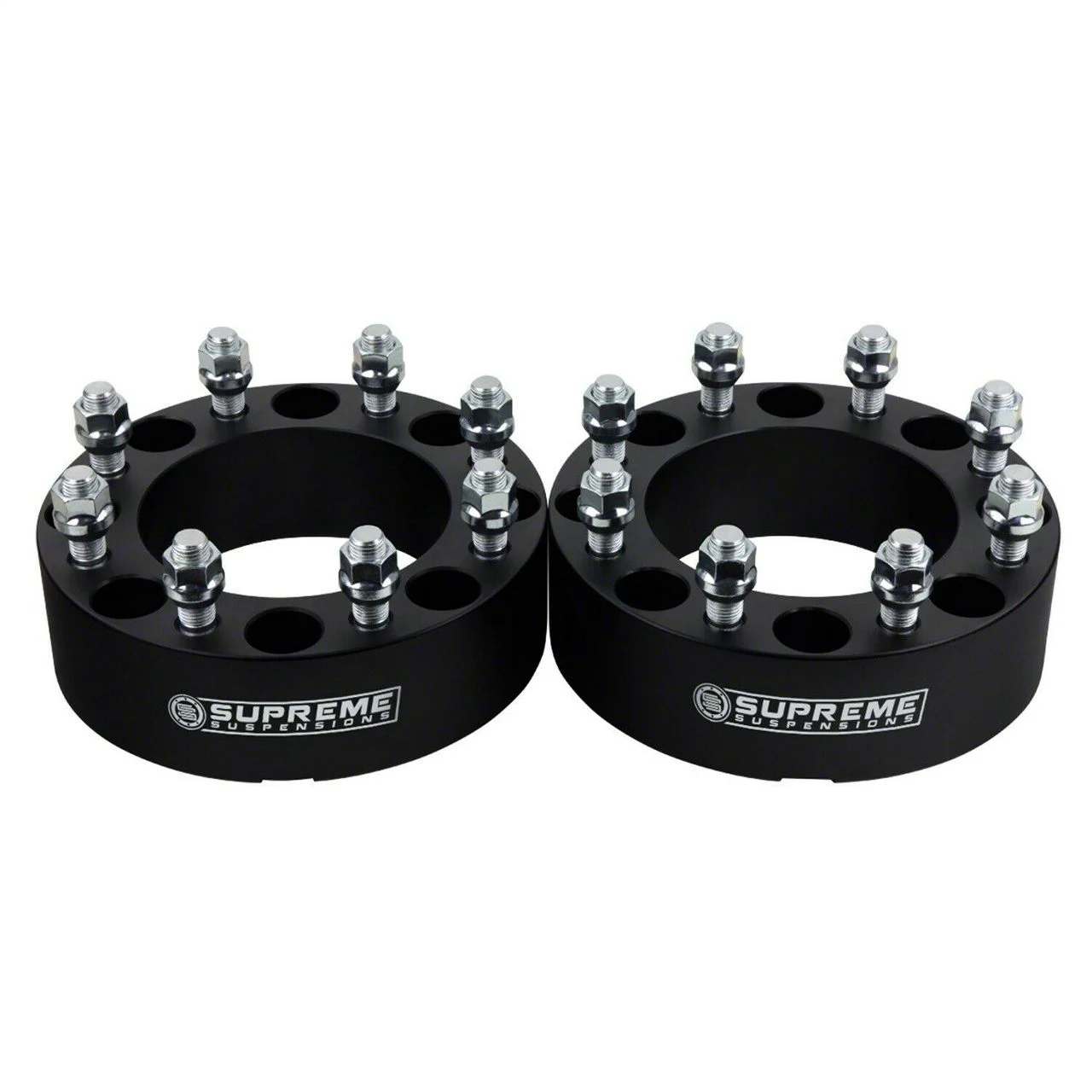 Supreme Suspensions 2-Inch Pro Billet Hub Centric Wheel Spacers; Black; Set of Two (07-10 Silverado 2500 HD)