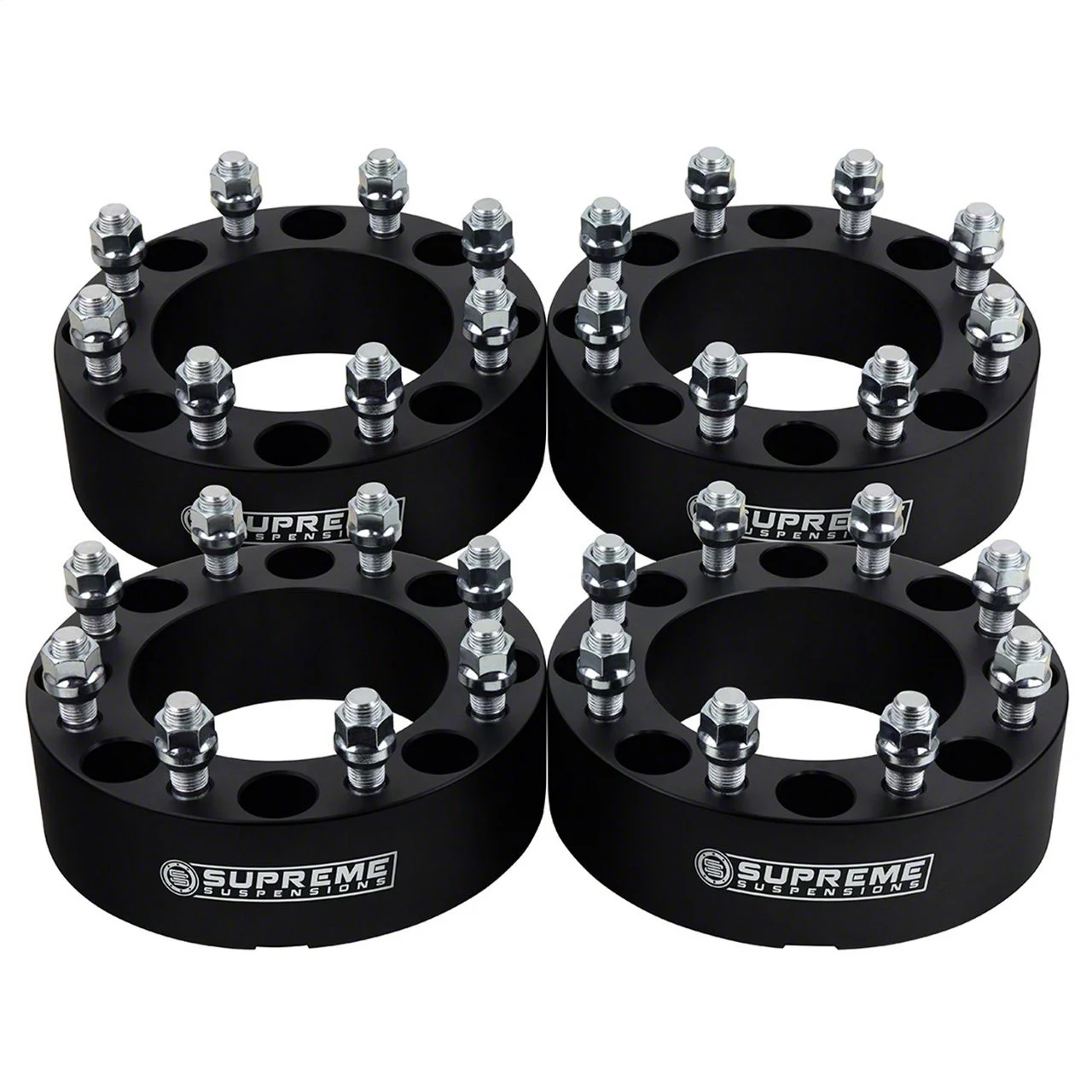 Supreme Suspensions 2-Inch Pro Billet Hub Centric Wheel Spacers; Black; Set of Four (07-10 Silverado 2500 HD)
