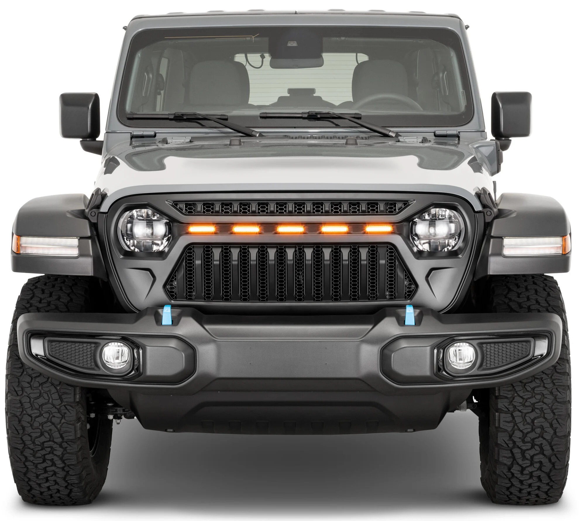 TACTIK  Reef Shark Grille with LED Running Lights for 18-25 Jeep Wrangler JL & 20-25 Jeep Gladiator JT w/o TrailCam