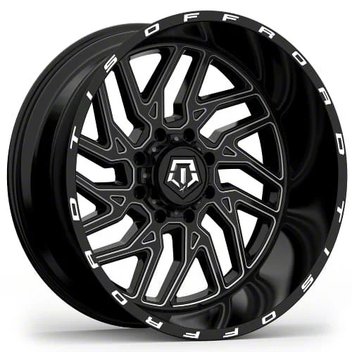 TIS 544BM Gloss Black Milled 8-Lug Wheel; 24x14; -76mm Offset (07-10 Sierra 3500 HD SRW)