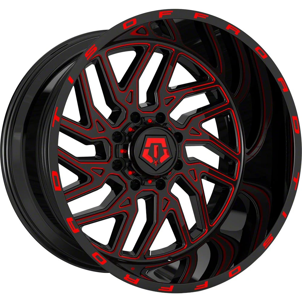 TIS 544BMR Gloss Black with Red Tint Accent 8-Lug Wheel; 22x12; -44mm Offset (07-10 Sierra 3500 HD SRW)
