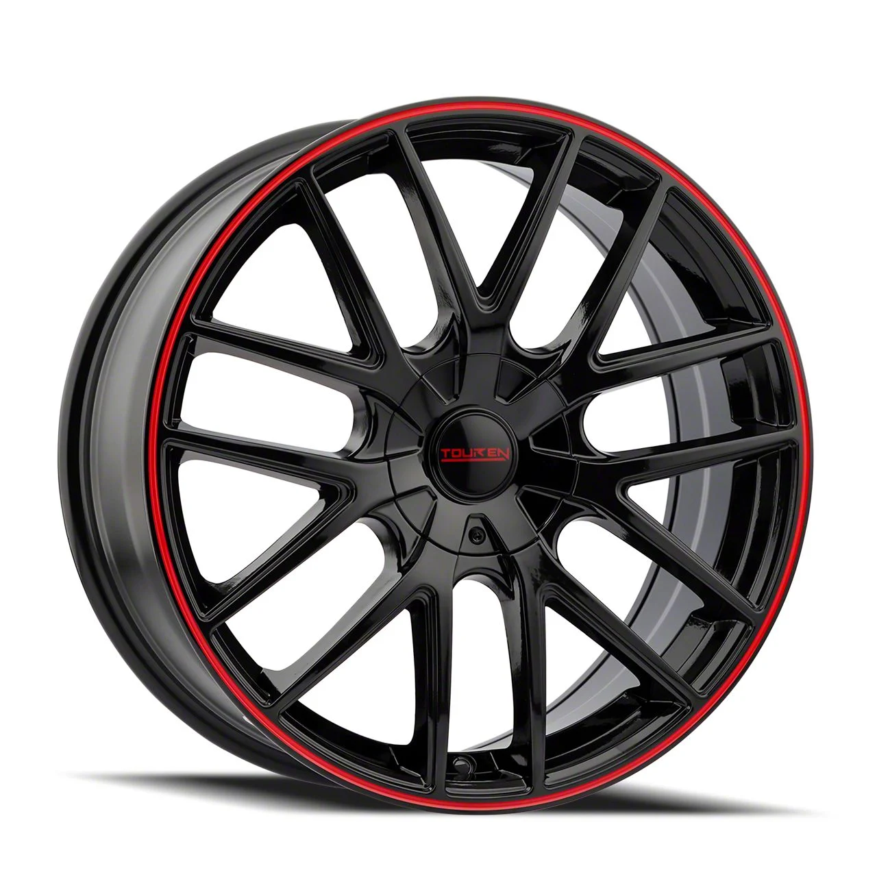 Touren TR60 Gloss Black with Red Ring Wheel; 18x8; 40mm Offset (05-09 Mustang GT, V6)