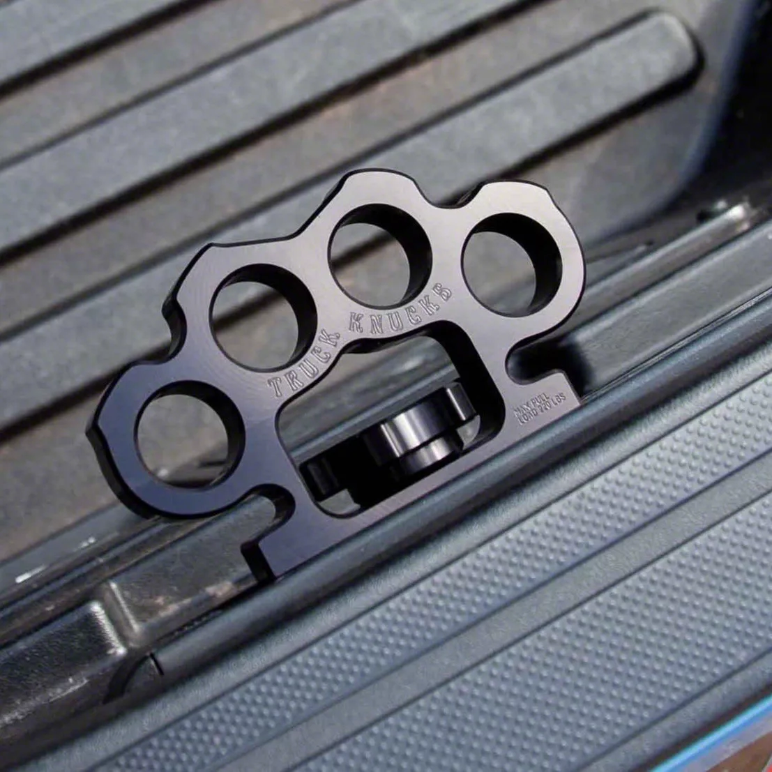 Truck Knucks Billet Aluminum Tie-Down Cleats; Black (12-26 RAM 1500 w/ OEM Bed Rails)
