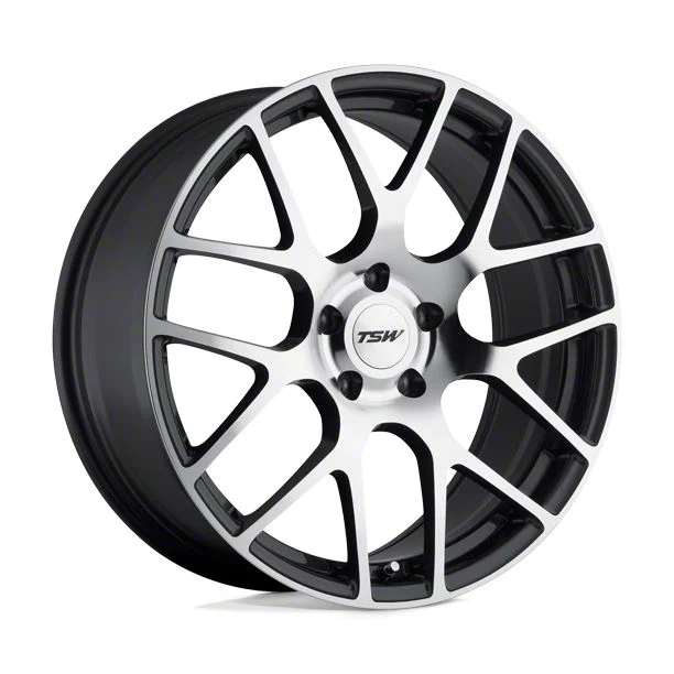 TSW Nurburgring Gunmetal with Mirror Cut Face Wheel; Rear Only; 20x10.5; 25mm Offset (15-23 Mustang GT, EcoBoost, V6)