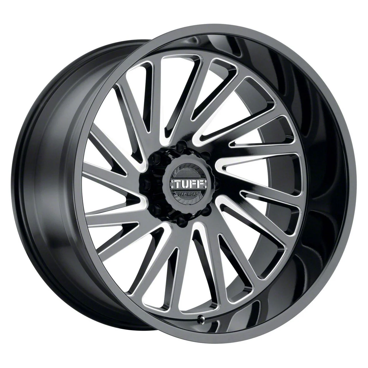 Tuff A.T. T2A True Left Directional Gloss Black Milled 8-Lug Wheel; 20x12; -45mm Offset (15-19 Sierra 2500 HD)