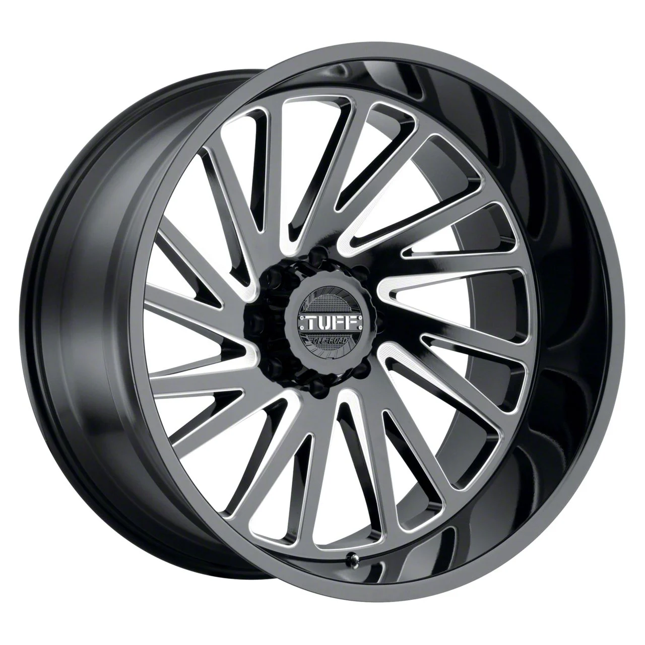 Tuff A.T. T2A True Right Directional Gloss Black Milled 8-Lug Wheel; 20x12; -45mm Offset (15-19 Sierra 2500 HD)