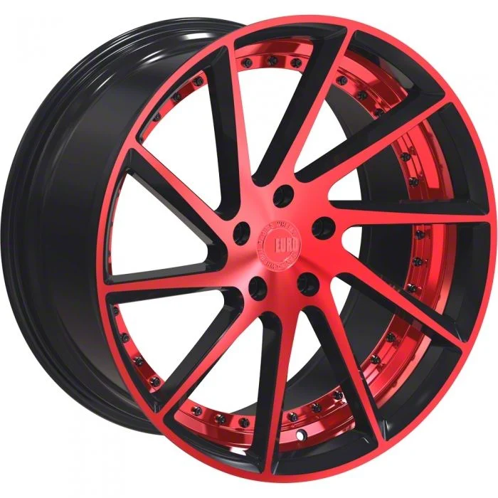 TW Racing E1 Forged Gloss Black with Red Wheel; 20x8.5; 35mm Offset (05-09 Mustang)