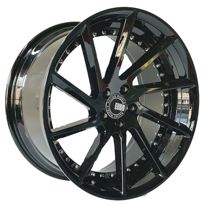TW Racing E1 Forged Gloss Black with Silver Rivets Wheel; 20x8.5; 35mm Offset (10-14 Mustang)