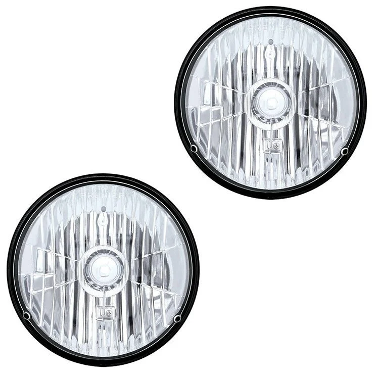 ULTRALIT 7 Inch Crystal Headlight Glass Lens 65/55W H4/HB2 UPI 31387, Pair