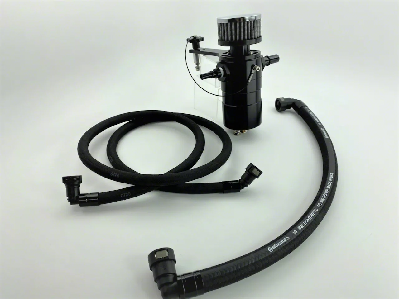 Billet Plug N Play Breather Tank; Black (05-10 Mustang GT)