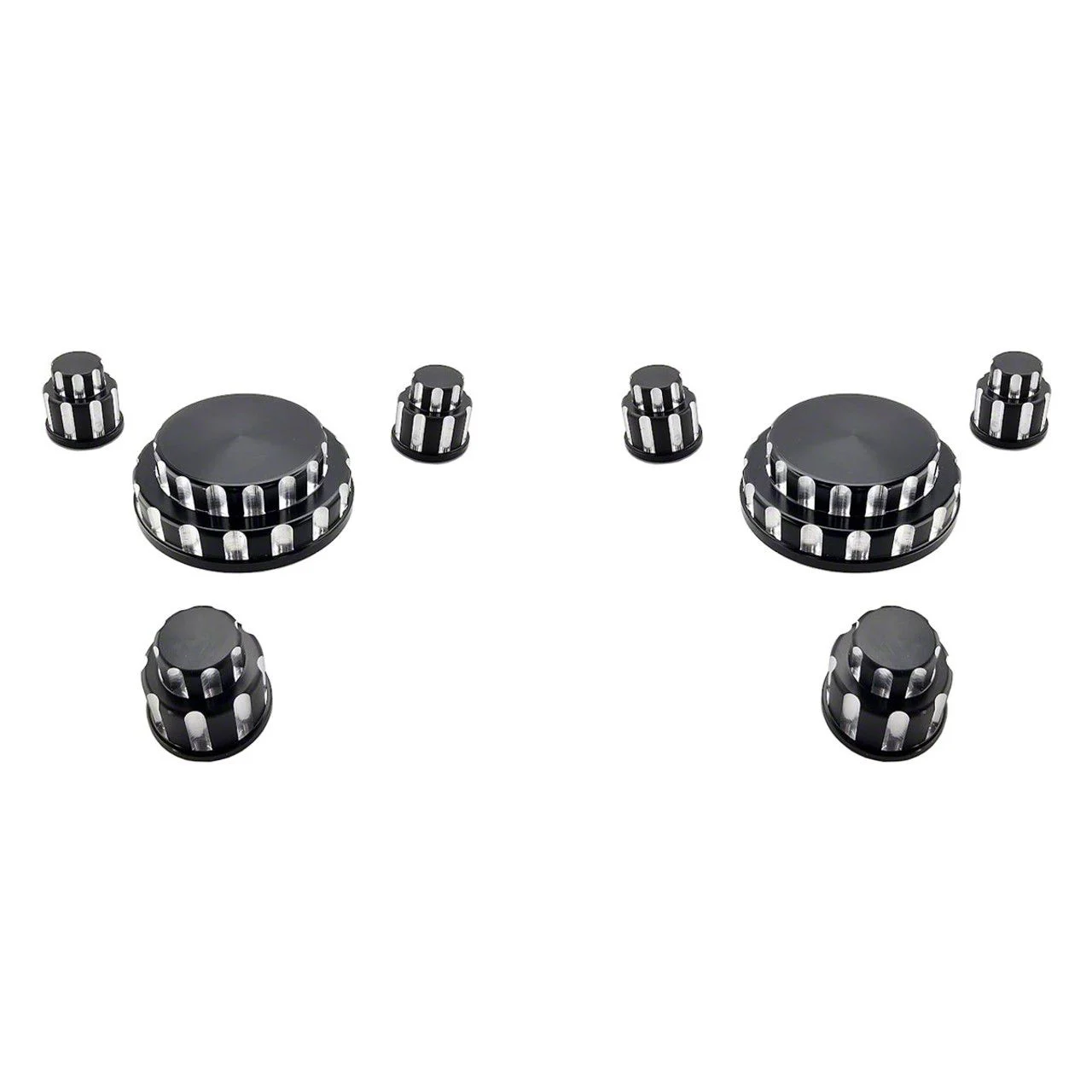 Billet Strut Tower Cap Covers with Howling Coyote; Satin (15-26 Mustang)