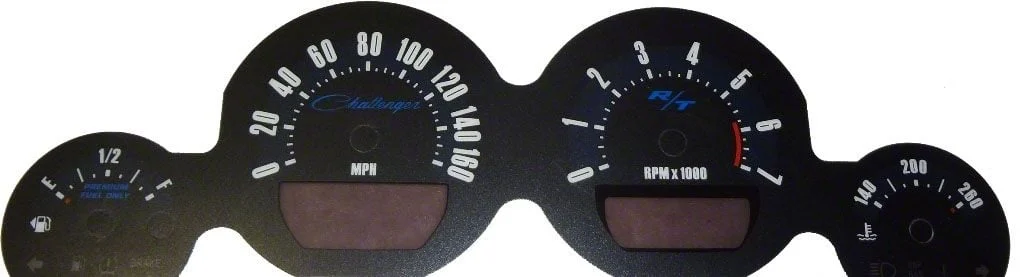US Speedo Daytona Edition Gauge Face with Challenger Script Logo; MPH; Blue (08-09 Challenger)
