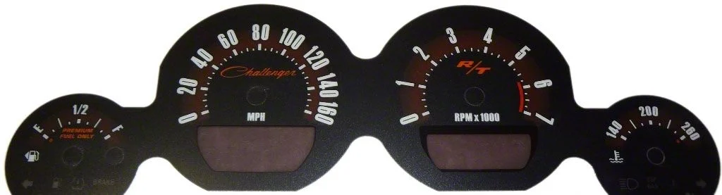 US Speedo Daytona Edition Gauge Face with Challenger Script Logo; MPH; Orange (08-09 Challenger)