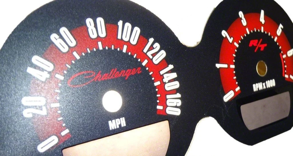 US Speedo Daytona Edition Gauge Face with Challenger Script Logo; MPH; Red (08-09 Challenger)
