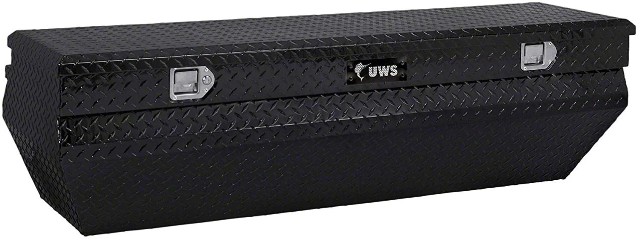 UWS 62-Inch Aluminum Wedge Angled Utility Chest Tool Box; Gloss Black (07-26 Sierra 3500 HD)