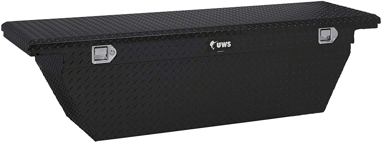 UWS 69-Inch Aluminum Deep Angled Crossover Tool Box; Gloss Black (07-26 Sierra 3500 HD)