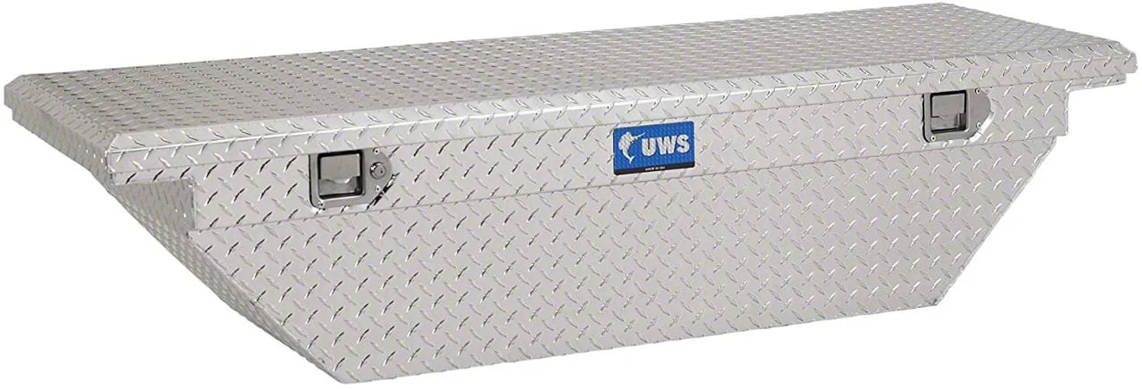 UWS 69-Inch Aluminum Low Profile Angled Crossover Tool Box; Bright (07-26 Sierra 3500 HD)