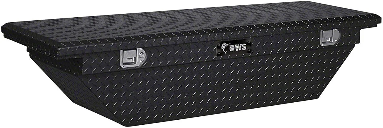UWS 69-Inch Aluminum Low Profile Angled Crossover Tool Box; Gloss Black (07-26 Sierra 3500 HD)