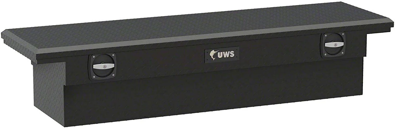 UWS 69-Inch Aluminum Low Profile Secure Lock Crossover Tool Box; Matte Black (07-26 Sierra 3500 HD)