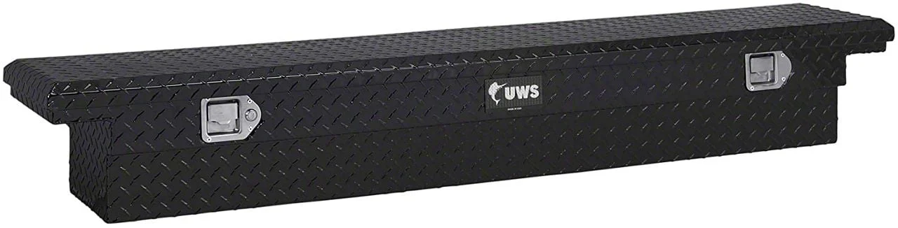 UWS 69-Inch Aluminum Slim Low Profile Crossover Tool Box; Gloss Black (07-26 Sierra 3500 HD)