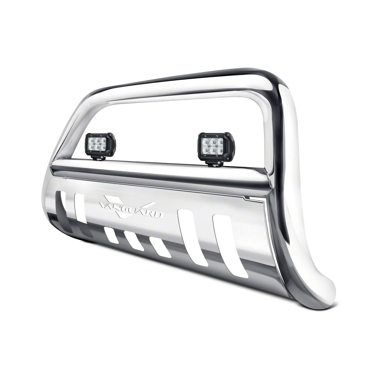 Bull Bar with 2.50-Inch LED Cube Lights; Stainless Steel (07-13 Silverado 1500)