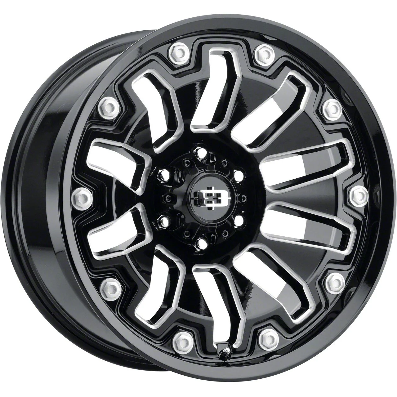 Armor Gloss Black Milled 8-Lug Wheel; 20x9; 12mm Offset (20-26 Sierra 3500 HD SRW)