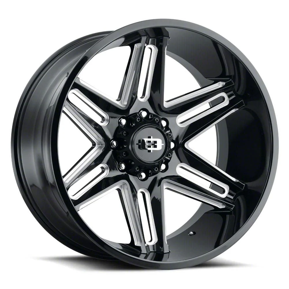 Razor Gloss Black Milled 8-Lug Wheel; 22x12; -51mm Offset (15-19 Sierra 3500 HD SRW)