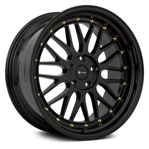 Vors VR8 All Black Gold Rivet Wheel; 18x9; 35mm Offset (17-23 AWD Challenger)