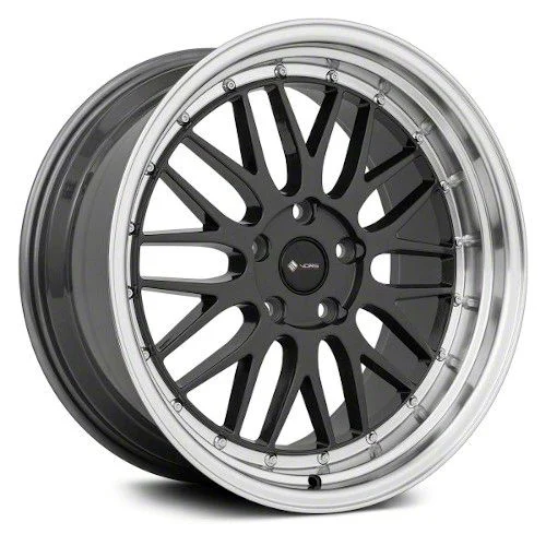 Vors VR8 Hyper Black with Machine Lip Wheel; 18x9; 35mm Offset (17-23 AWD Challenger)