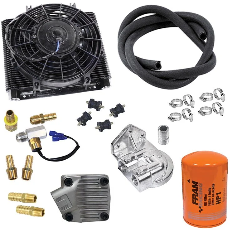 Vw Bug Dished Cam Oil Pump, Fram Filter, 72 Plate Oil Cooler/Electric Fan Kit