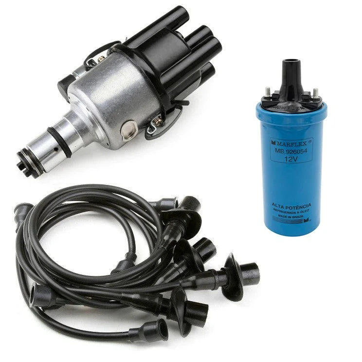 Vw Bug Ignition Kit 009 Distributor, 12V Marflex Blue Coil, Black Wires
