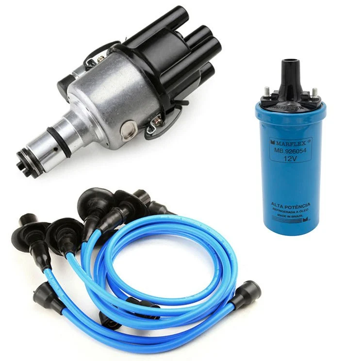 Vw Bug Ignition Kit 009 Distributor, 12V Marflex Blue Coil, Blue Wires