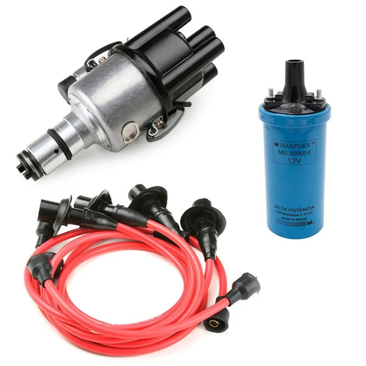Vw Bug Ignition Kit 009 Distributor, 12V Marflex Blue Coil, Red Wires