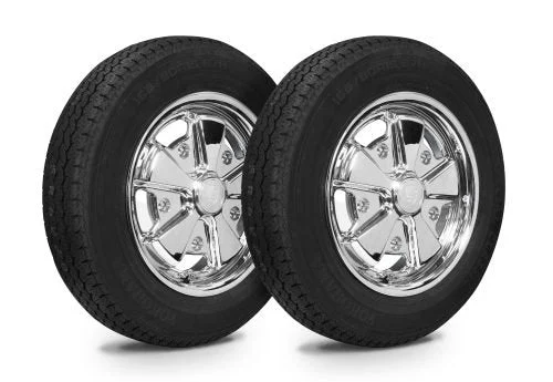 VW Bug Wheel & Tire Package,  Yokohama Tires & EMPI 5 Lug W/ Alloy Chrome Wheels Set Of 4