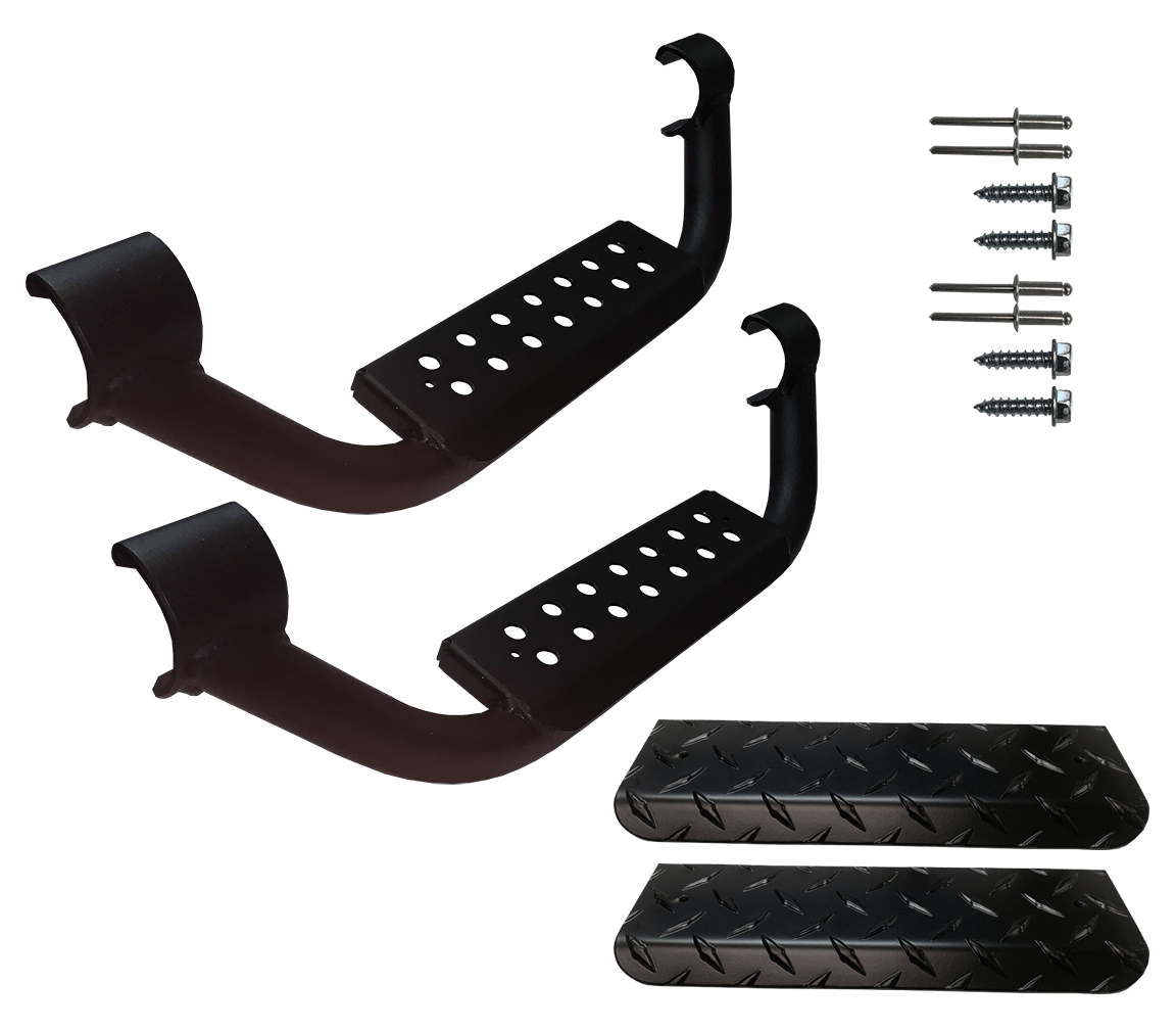 Warrior Products   3" Drop Step with Black Diamond Plate Step Pad   for 3" Tubular Nerf Bar-Single