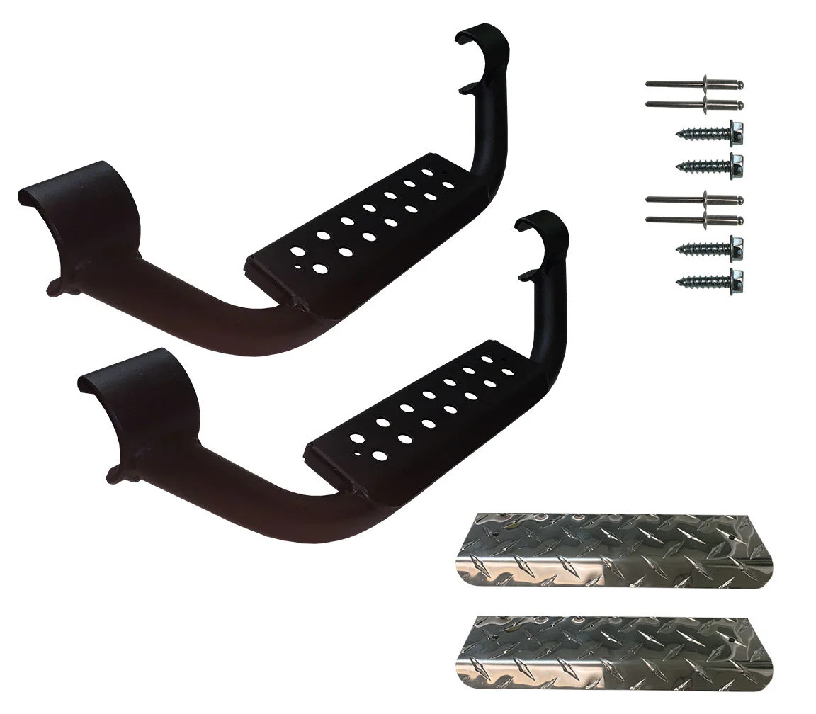 Warrior Products  6" Drop Steps with Diamond Plate Step Pad   for Pair of 2" Tubular Nerf Bars