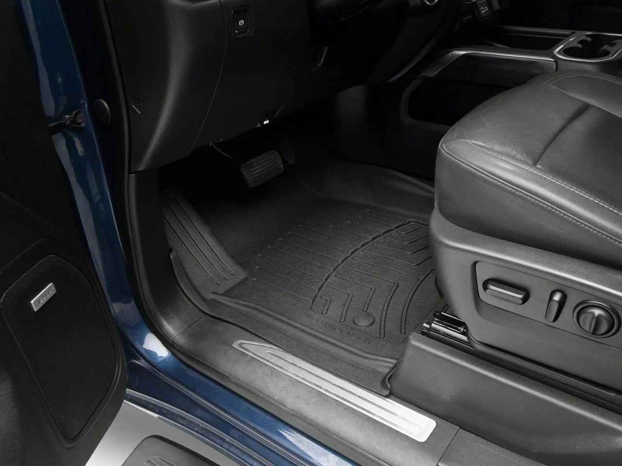 Weathertech Front and Rear Floor Liner HP; Black (20-26 Sierra 3500 HD Crew Cab w/ Front Bucket Seats & Rear Underseat Storage)