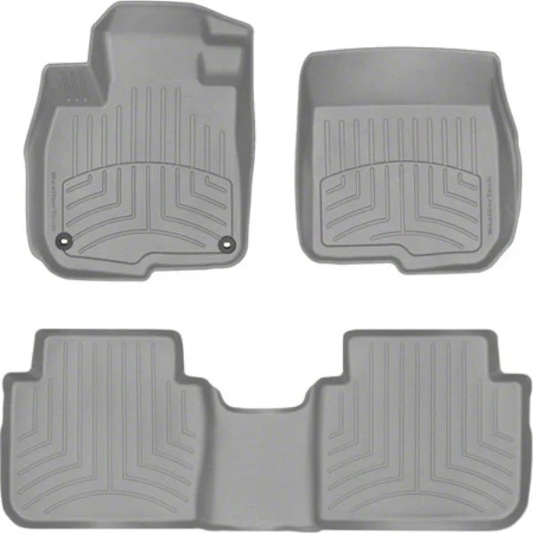 Weathertech Front and Rear Floor Liner HP; Gray (20-26 Sierra 3500 HD Crew Cab w/ Front Bucket Seats & Rear Underseat Storage)