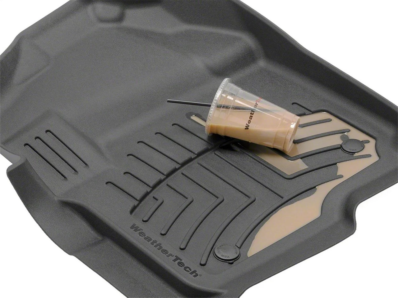 Weathertech Front and Rear Floor Liner HP; Gray (15-19 Sierra 3500 HD Crew Cab w/o PTO Kit)