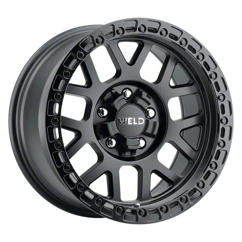 Weld Off-Road Cinch Satin Black with Gloss Black Ring 8-Lug Wheel; 20x10; 13mm Offset (11-14 Sierra 3500 HD SRW)