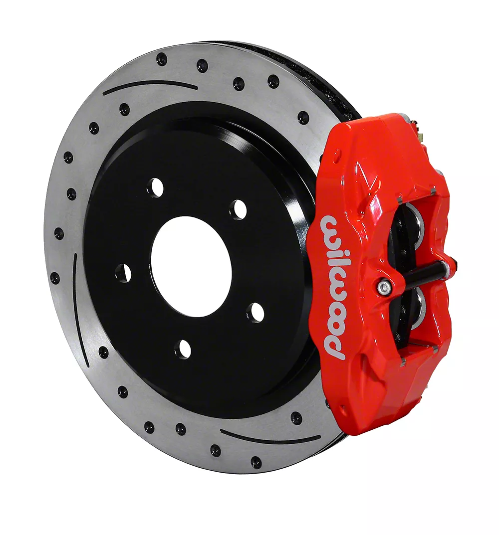Wilwood DPC56 Brake Rotor, Pad and Caliper Kit; Rear; Red Calipers (05-13 Corvette C6 Base w/ Standard Brake Package)