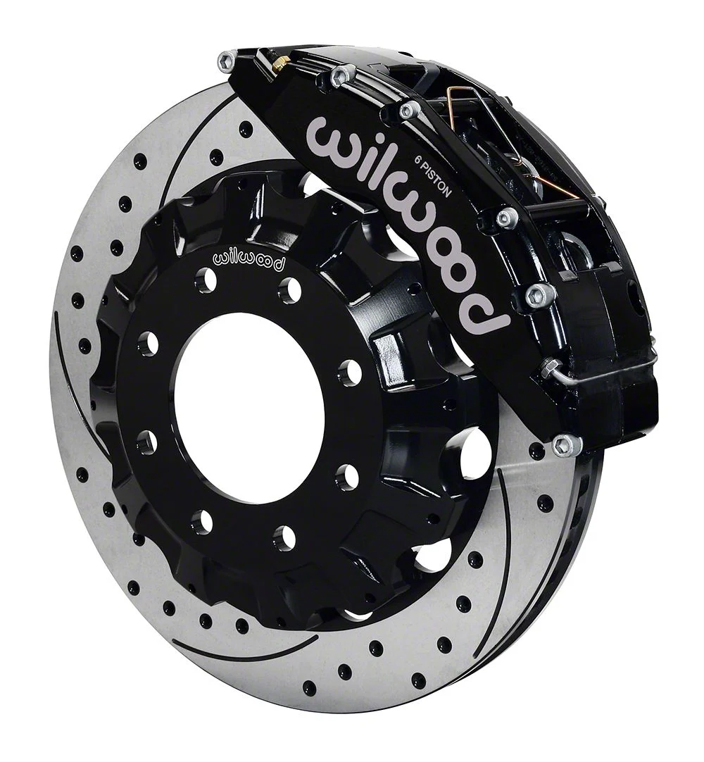 Wilwood TC6R Front Big Brake Kit with 16-Inch Drilled and Slotted Rotors; Black Calipers (07-10 Sierra 3500 HD)