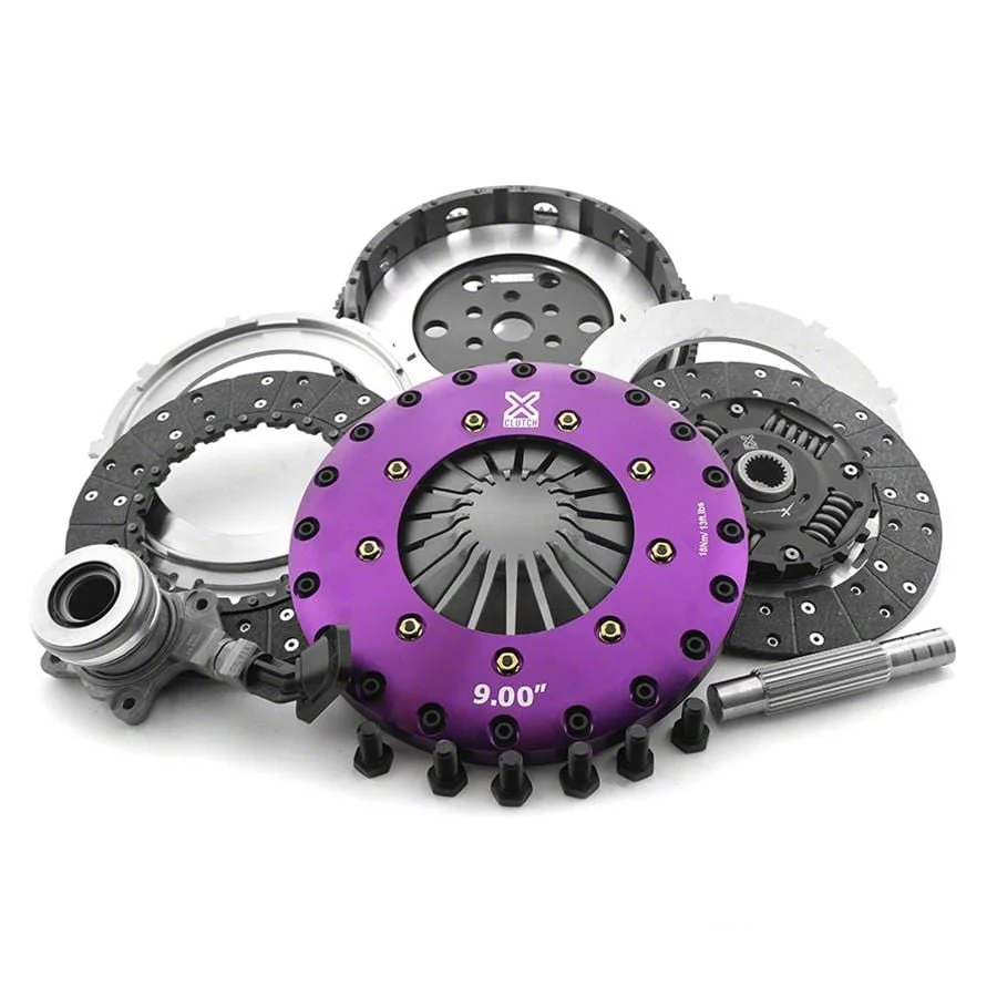 X-Clutch 10-50-Inch Twin Sprung Organic Disc Clutch Kit with Flywheel and Hydraulic Release Bearing; 26-Spline (14-15 Camaro Z/28)