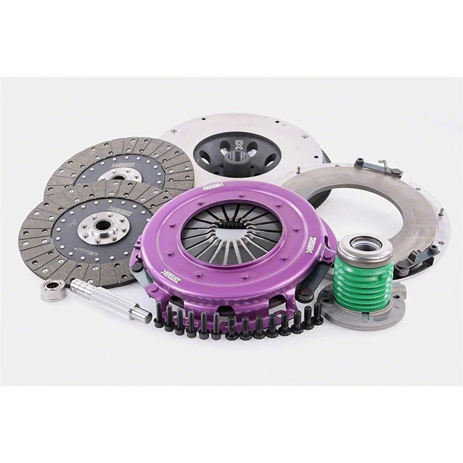X-Clutch 10.50-Inch Twin Solid Organic Disc Clutch Kit with Flywheel and Hydraulic Release Bearing; 23-Spline (18-23 Mustang GT)
