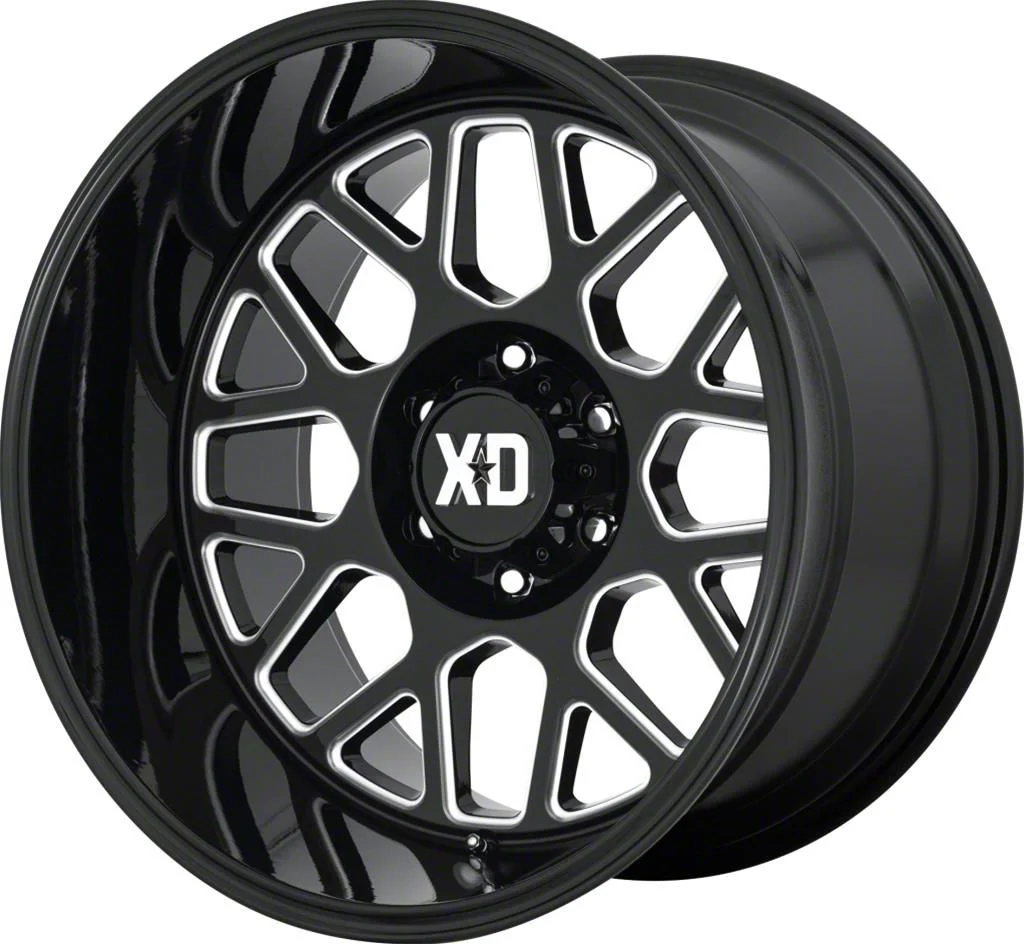 XD Grenade 2 Gloss Black Milled 8-Lug Wheel; 22x12; -44mm Offset (07-10 Sierra 3500 HD SRW)