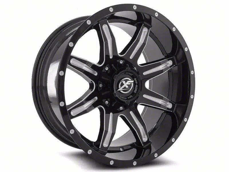 XF Offroad XF-215 Gloss Black Milled 6-Lug Wheel; 20x10; -12mm Offset (09-14 F-150)