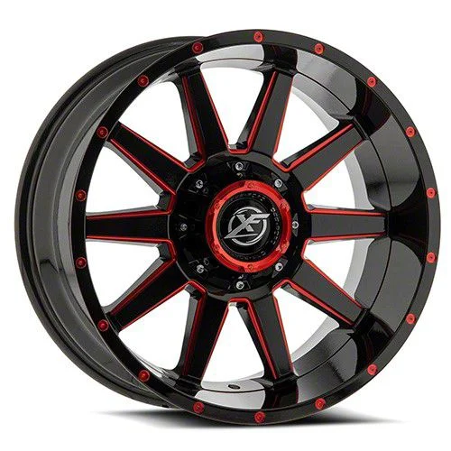 XF Offroad XF-219 Gloss Black Red Milled 6-Lug Wheel; 20x10; -24mm Offset (15-20 F-150)